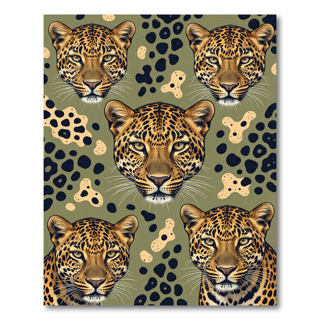 Leopard Spots And Faces Green Rug