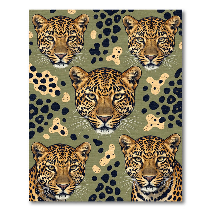 Leopard Spots And Faces Green Rug