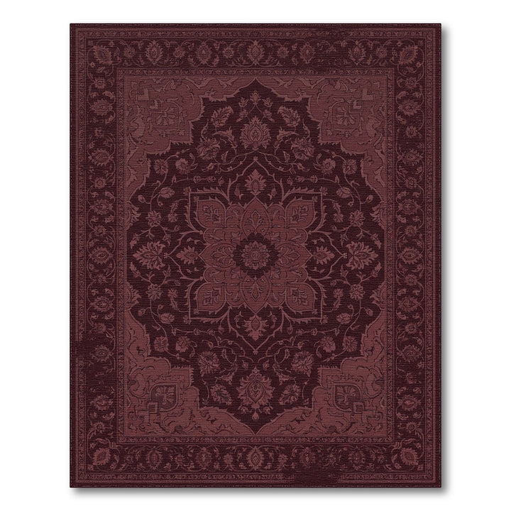 Deep Maroon Floral Medallion Center Rug