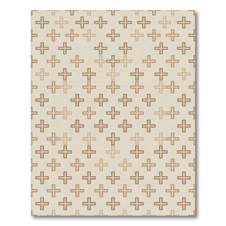 Neutral Tone Plus Sign Repeating Pattern Rug