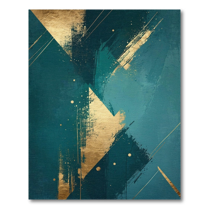 Blue and Teal Gold Abstract Area Rug