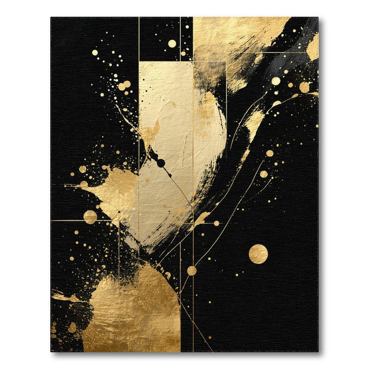 Black Gold Abstract Washable Area Rug
