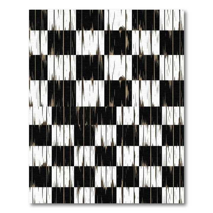 Bold Black White Wood Grain Checker Rug