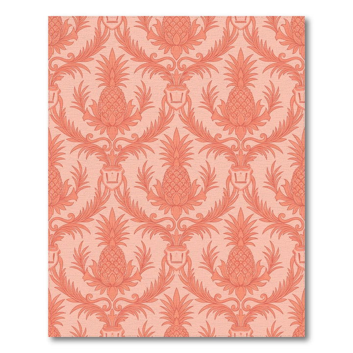 Coral Pineapple Damask Scroll Rug