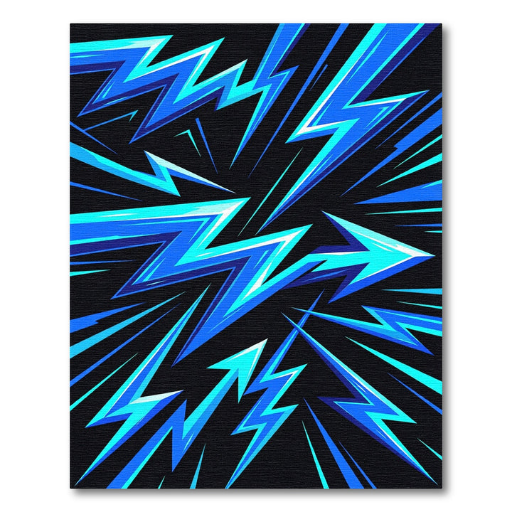 Electric Blue Jagged Lightning Array Rug