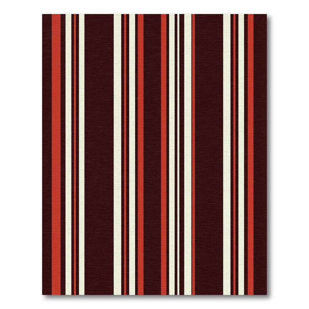 Dark Red Cream Orange Stripe Rug
