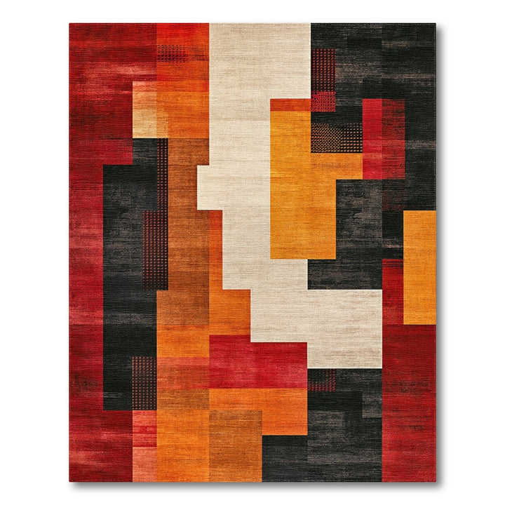 Geometric Modern Multi-color and Patterns Bold Geometric Red Orange Area Rug