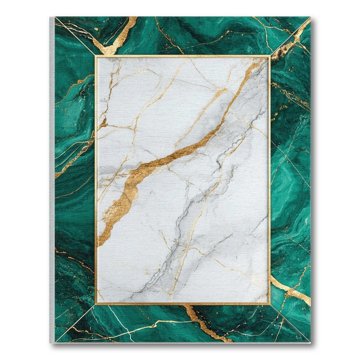 Luxury Green Marble Gold Frame Area Rug