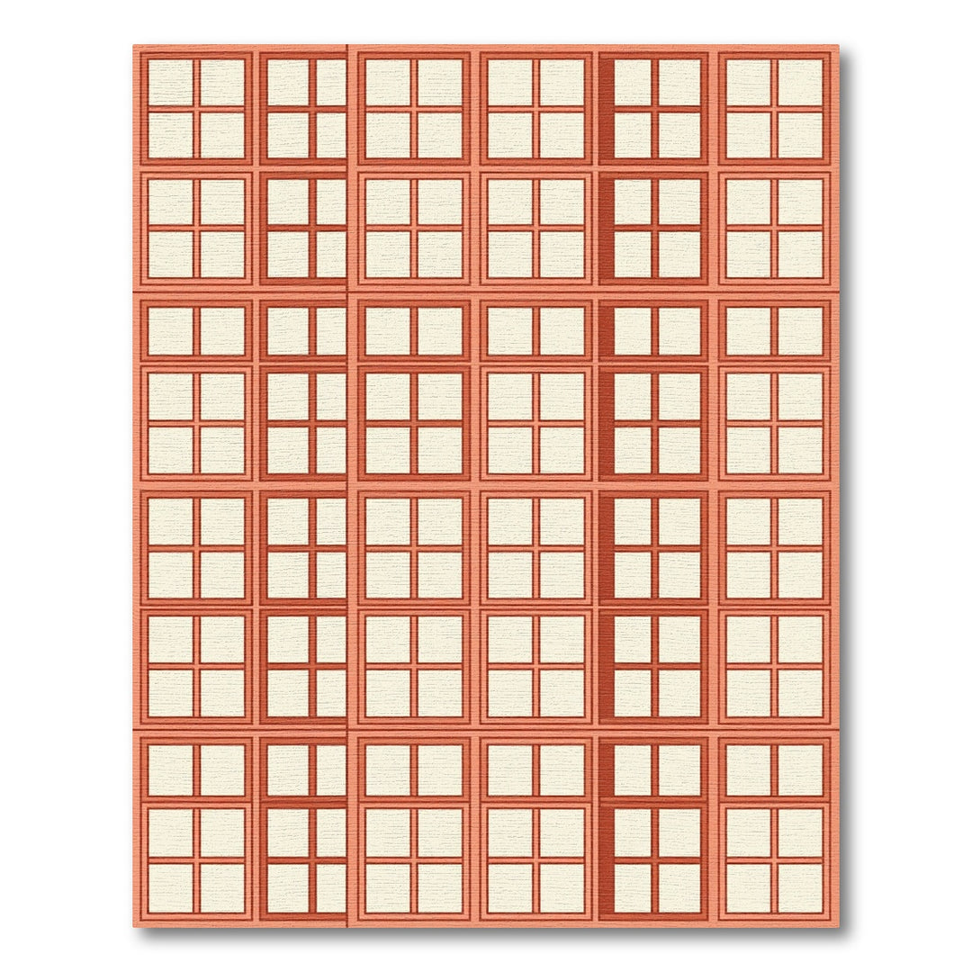 Terracotta Grid Squares Composition Rug