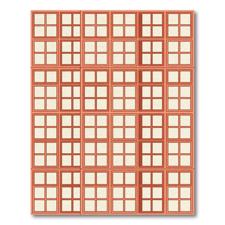 Terracotta Grid Squares Composition Rug
