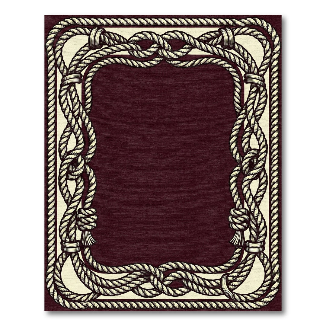 Nautical Rope Border Cream Brown Rug
