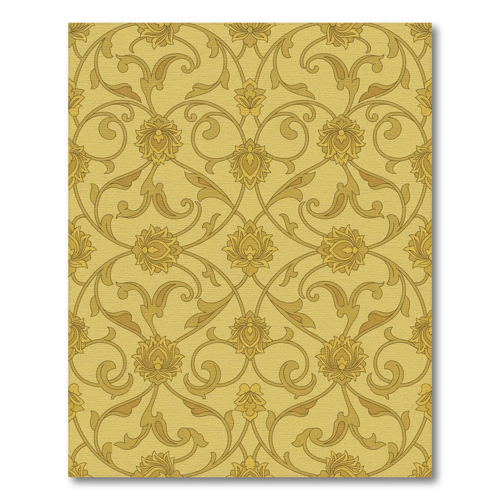 Golden Floral Arabesque Vine Rug