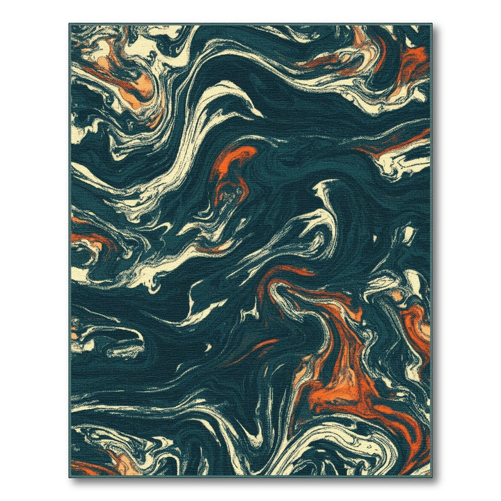 Blue Teal Swirl Abstract Area Rug