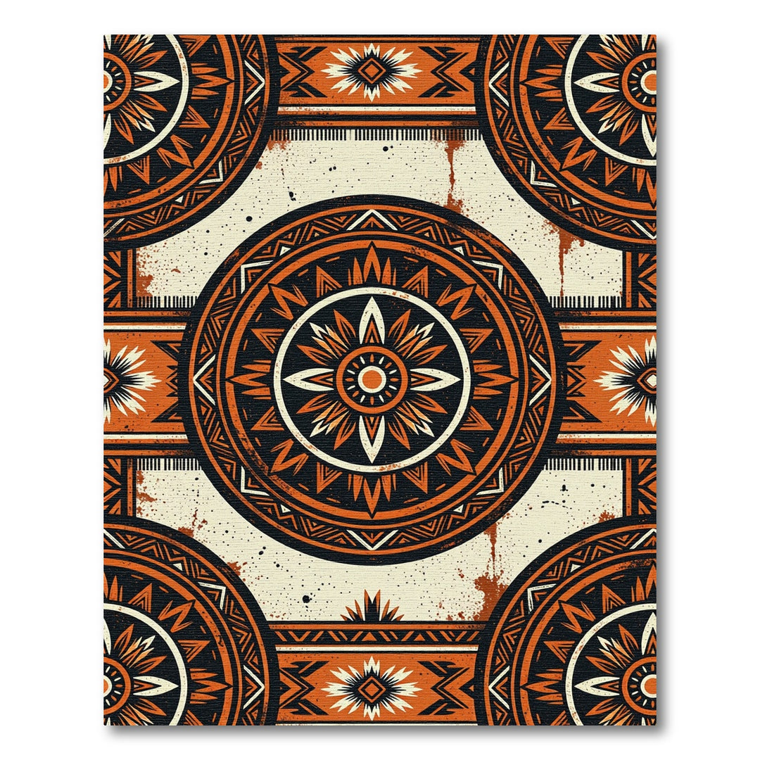 Tribal Sunburst Orange Medallion Rug