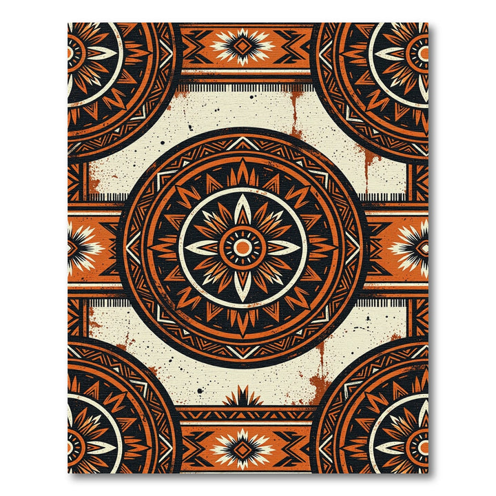 Tribal Sunburst Orange Medallion Rug