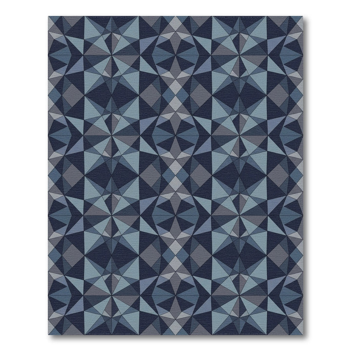 Deep Blue Geometric Starburst Rug