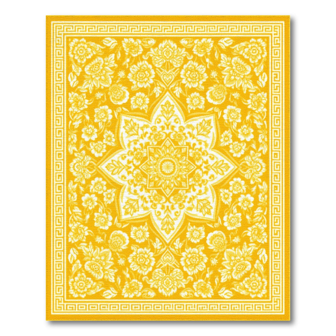 Yellow Floral Vintage Area Rug