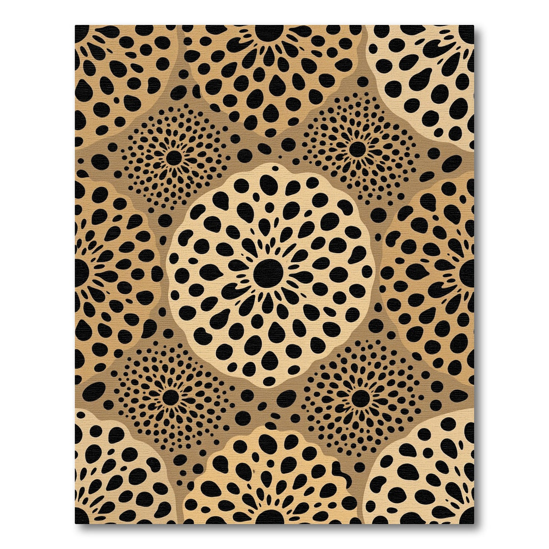 Golden Abstract Sunburst Dot Rug