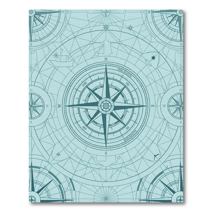 Aqua Vintage Compass Rose Map Rug