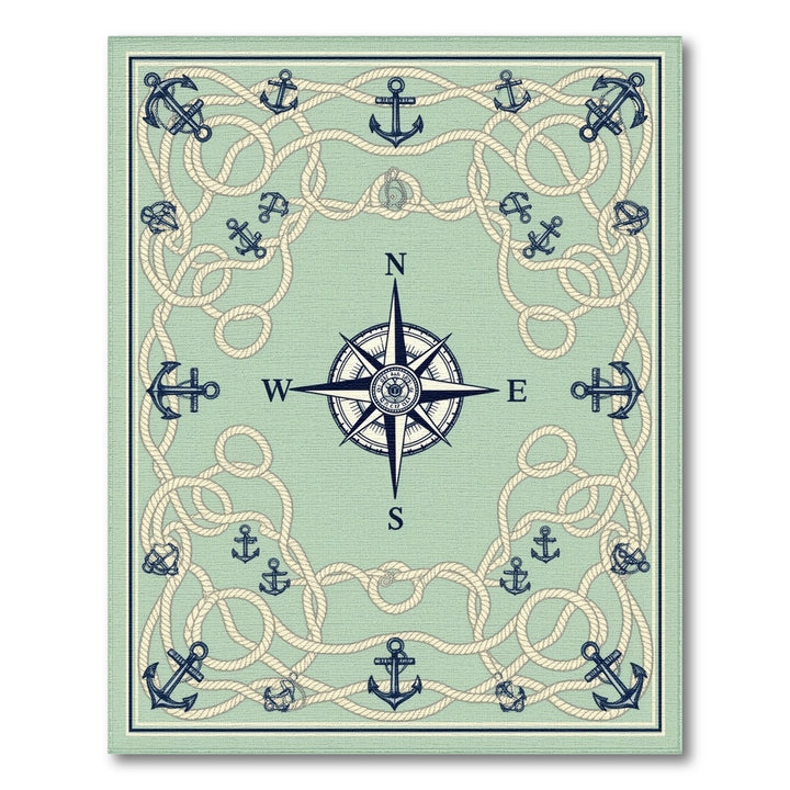 Nautical Compass Anchor Coastal Area Rug