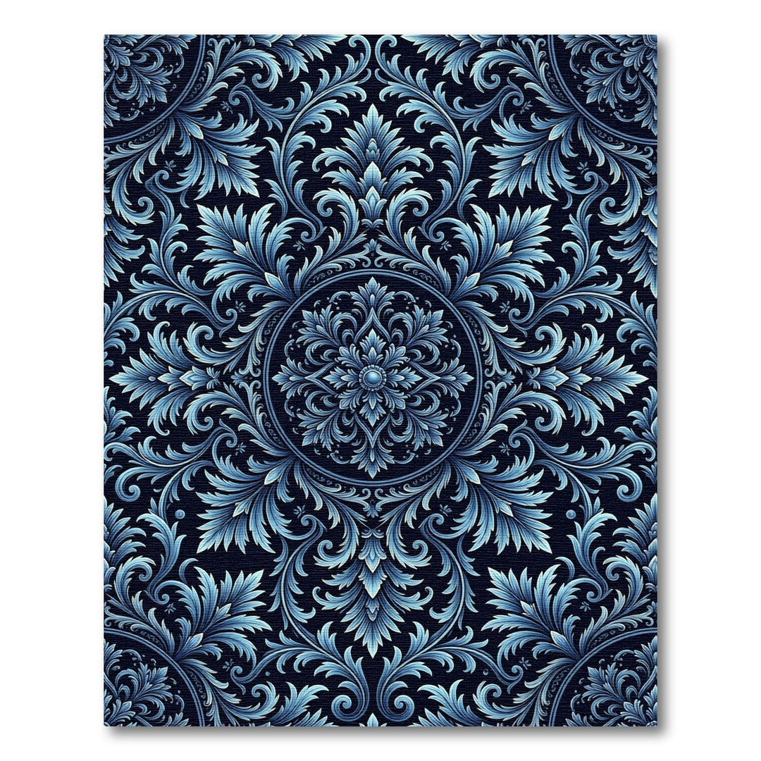 Blue Acanthus Swirl Medallion Rug