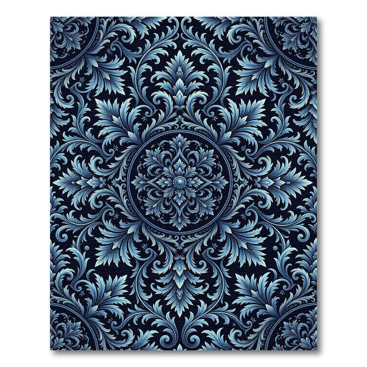 Blue Acanthus Swirl Medallion Rug