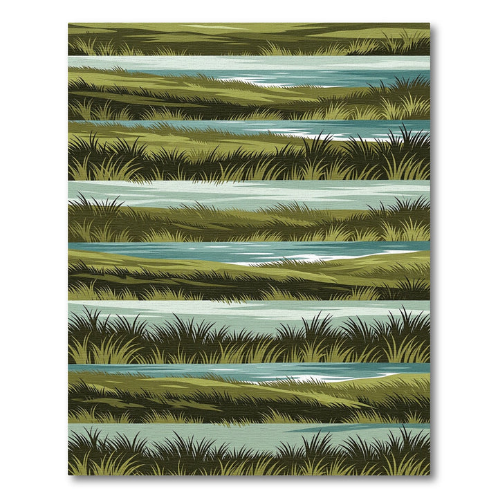 Serene Green Riverside Landscape Rug
