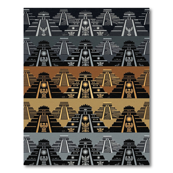 Ancient Aztec Pyramid Sun Bird Rug