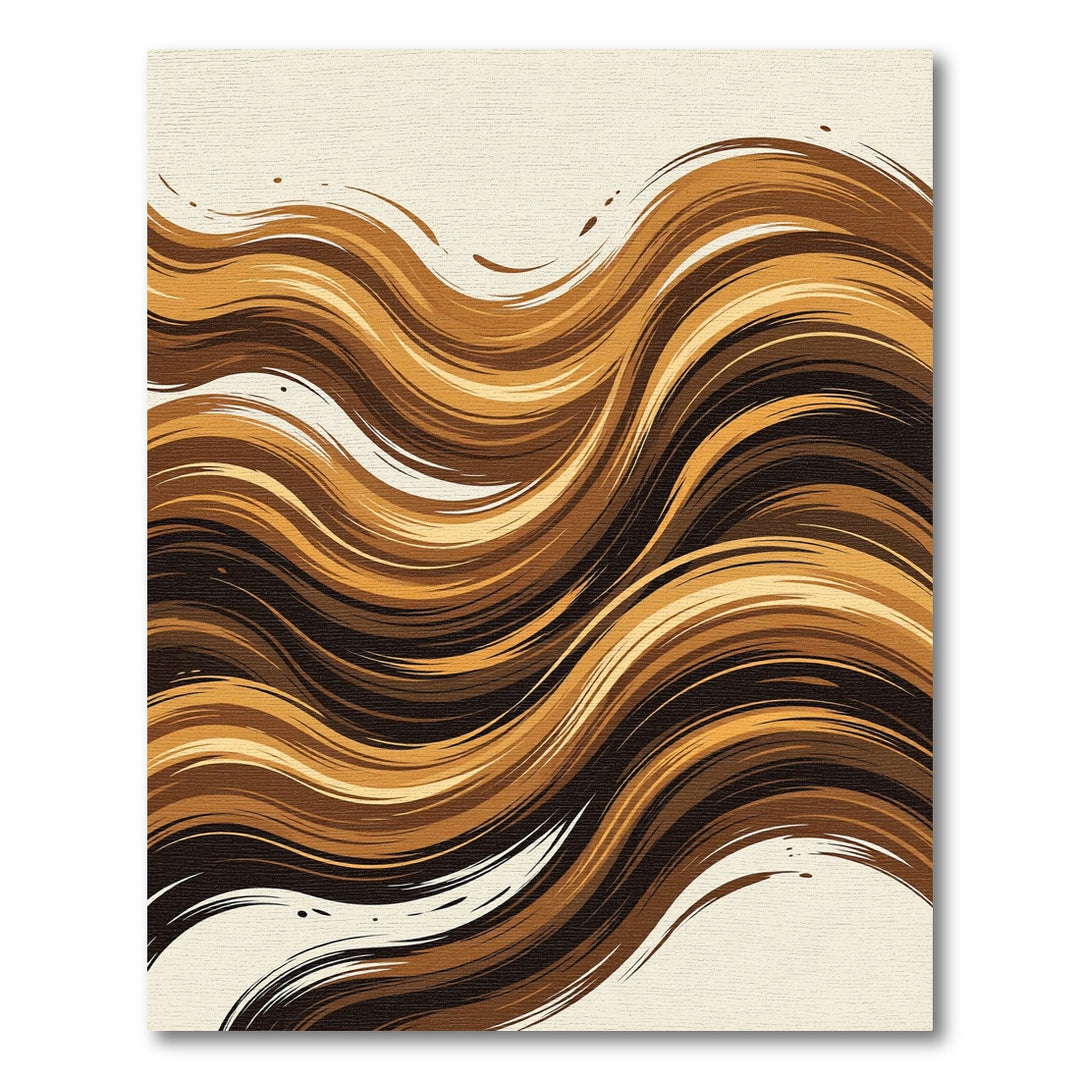 Rich Brown Abstract Flowing Waves Rug