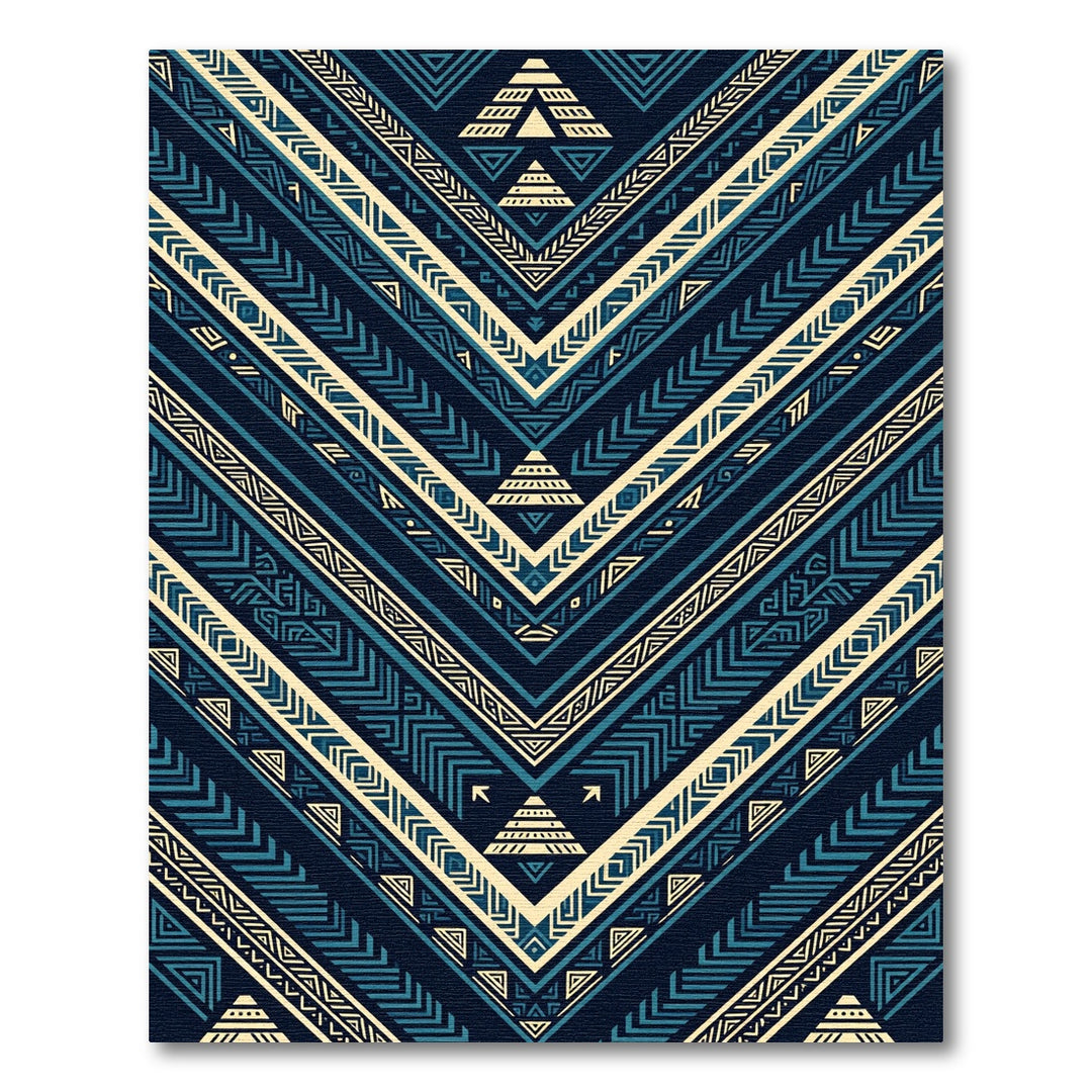 Navy Blue Geometric Aztec Chevron Rug