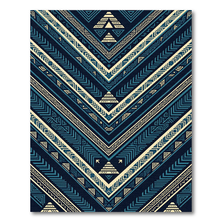 Navy Blue Geometric Aztec Chevron Rug