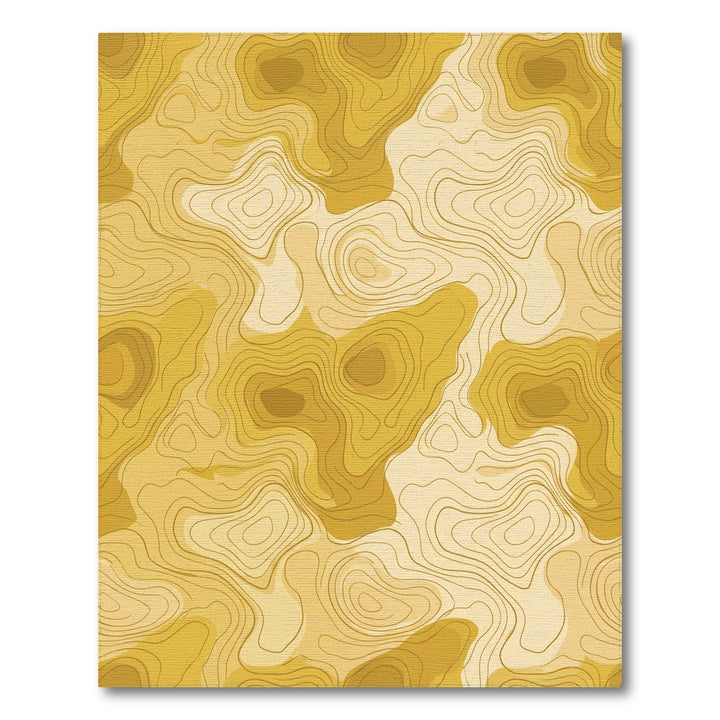 Golden Contour Topographical Map Rug