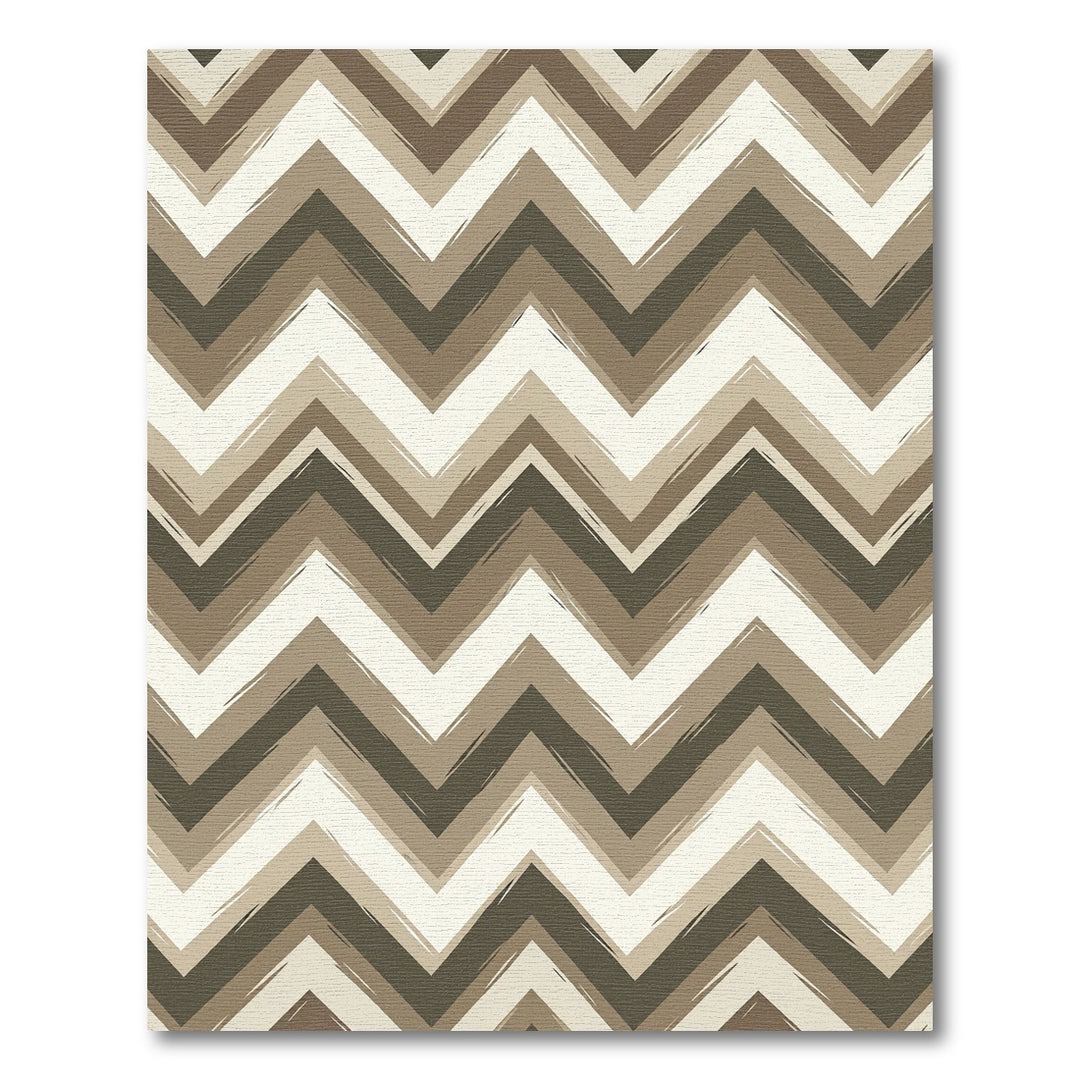 Earthy Chevron Brushstroke Geometric Rug