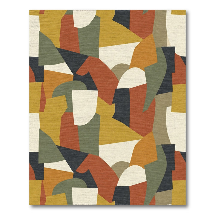 Terracotta Abstract Geometric Collage Rug