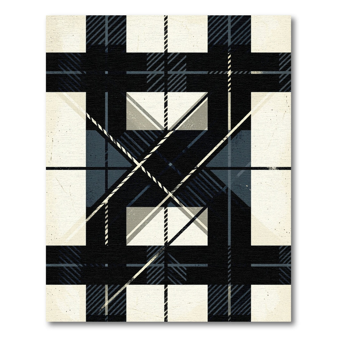 Bold Black White Plaid Geometric Rug