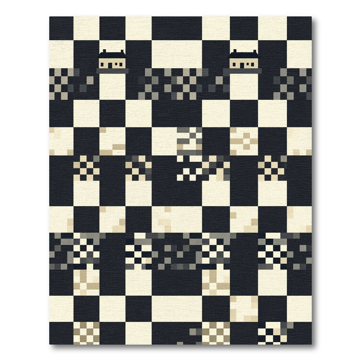 Geometric Monochrome Chessboard House Rug