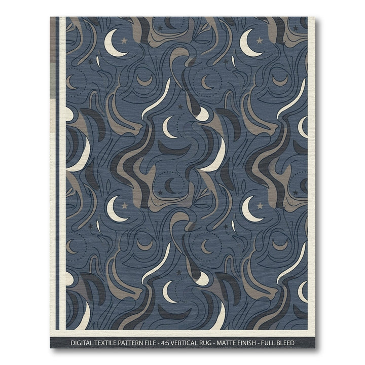 Deep Blue Celestial Swirls Rug