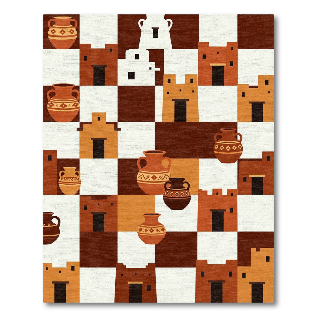 Terracotta Village Geometric Vase Collection Rug
