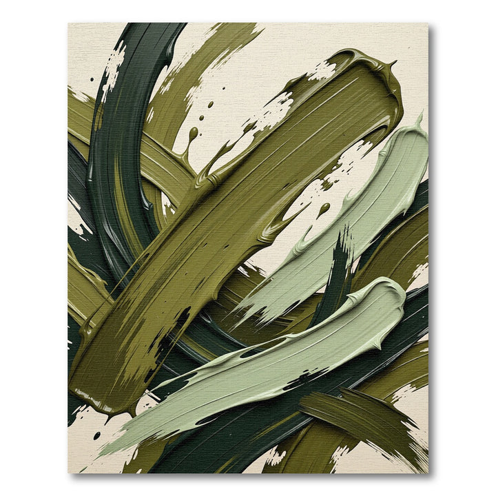 Bold Olive Green Paint Swirl Rug