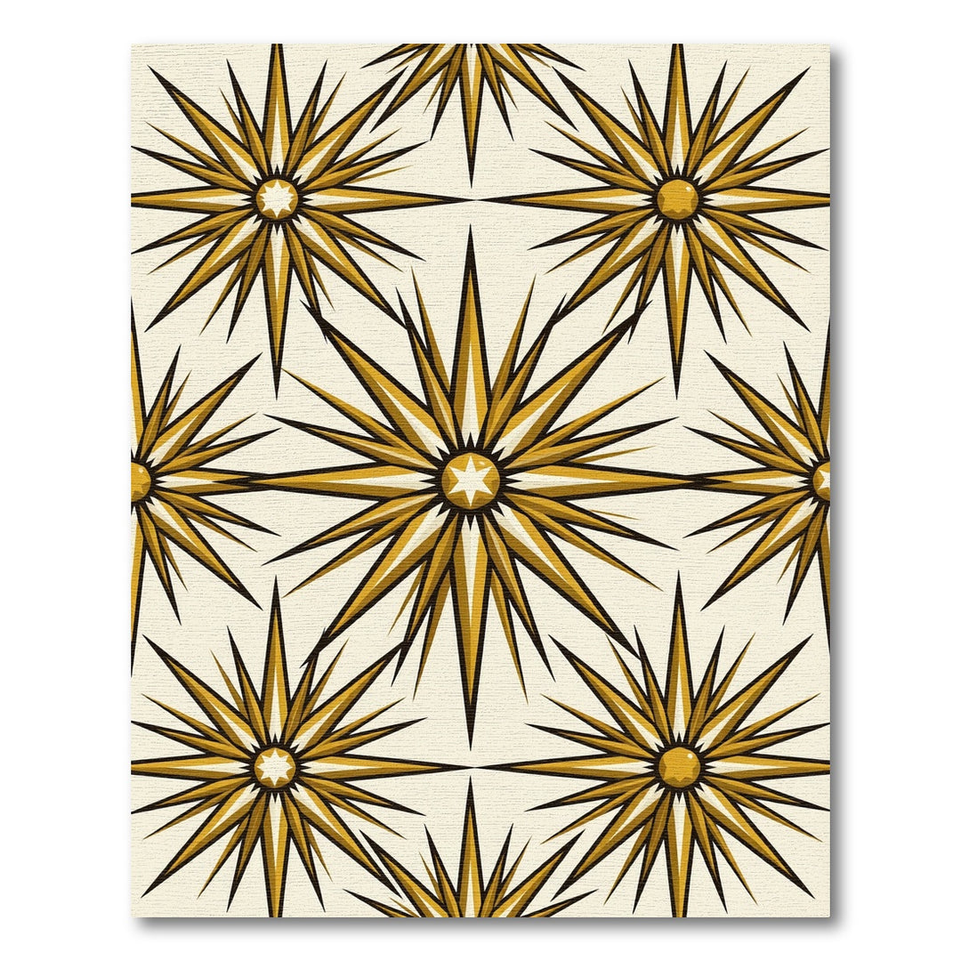 Golden Starburst Radiating Spiky Ornament Rug