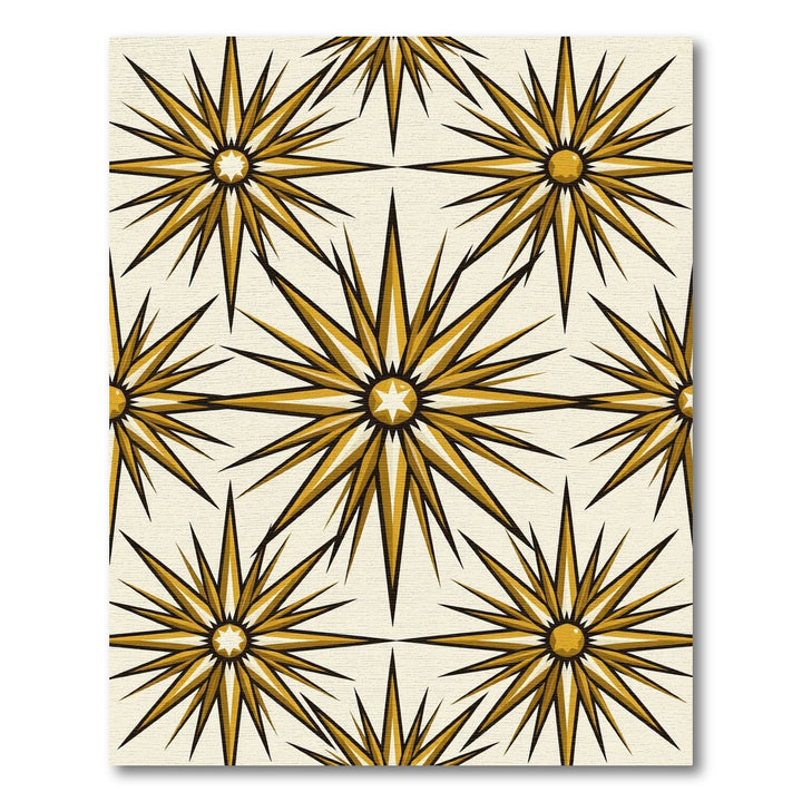 Golden Starburst Radiating Spiky Ornament Rug