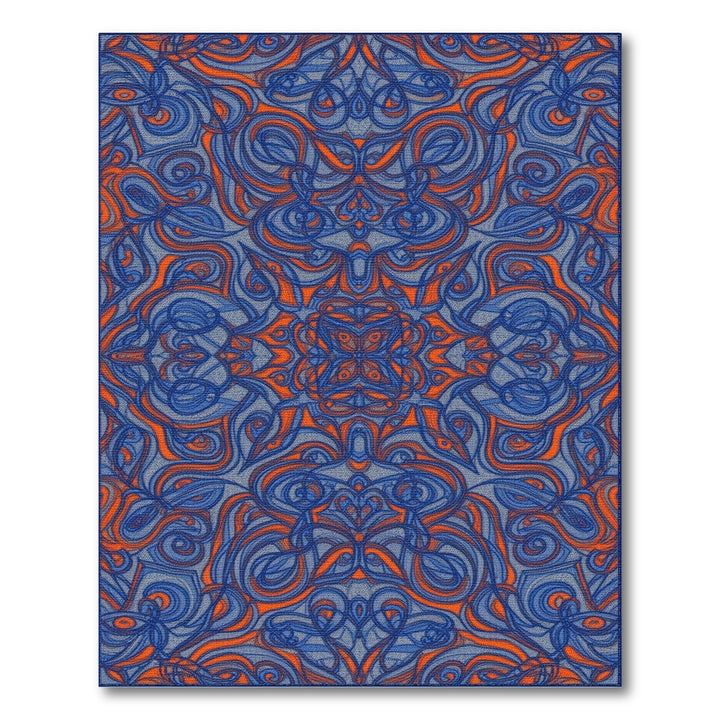 Blue Orange Abstract Swirl Area Rug