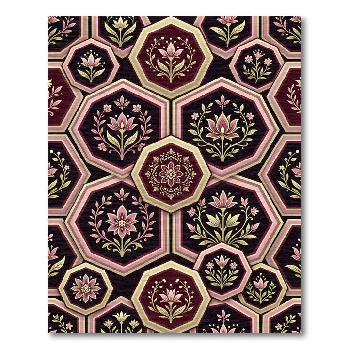 Victorian Floral Medallion Hexagon Rug