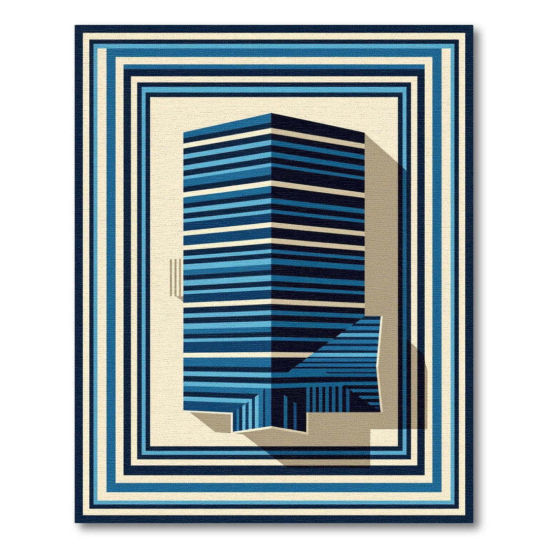 Modern Blue Stripe Architecture Rug