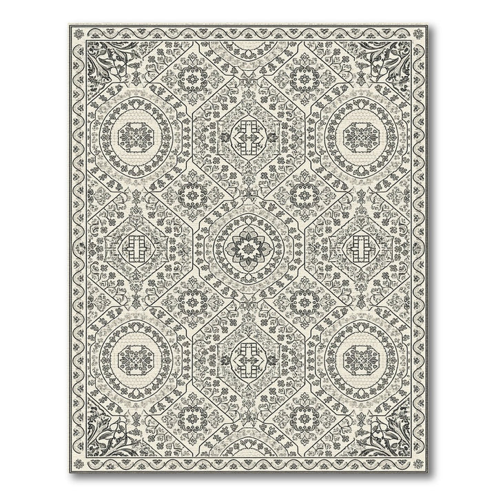 Black White Traditional Persian Area Rug