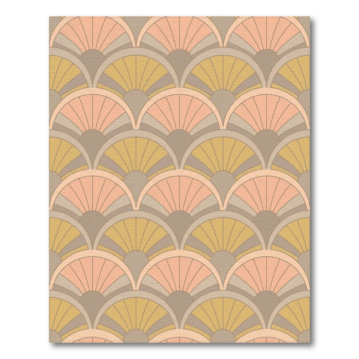 Coral Gold Fan Scallop Art Deco Rug