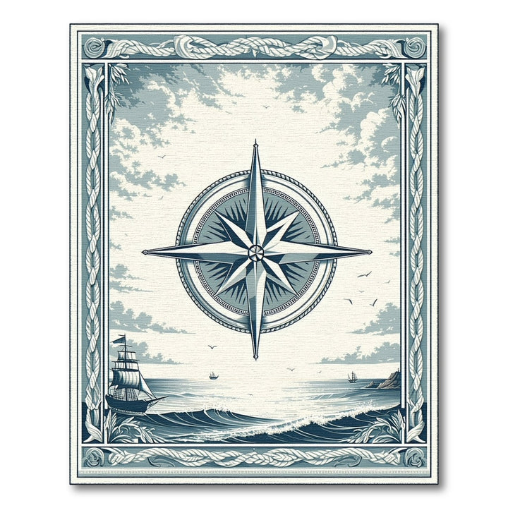 Nautical Compass Rose Coastal Area Rug