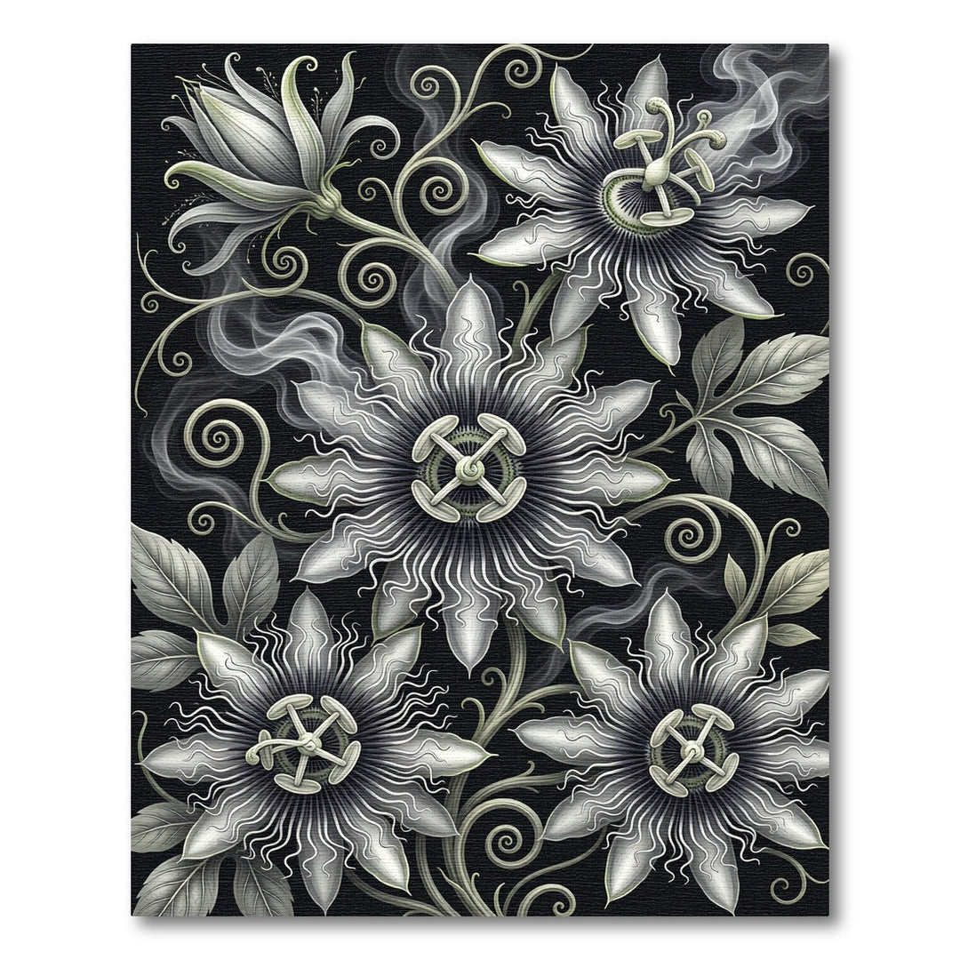 Ethereal White Passion Flower Swirl Rug