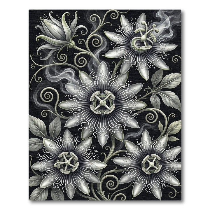 Ethereal White Passion Flower Swirl Rug