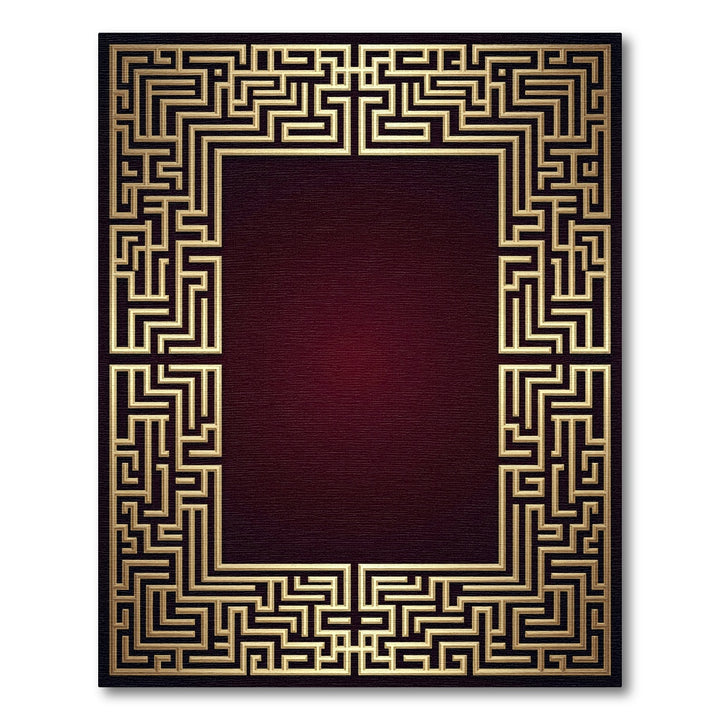 Gold Maze Border Deep Red Rug